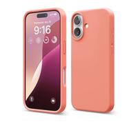 elago Cover Compatibile con iPhone 16 - Custodia in Silicone Liquido Premium, Protettiva Completa, Antiurto, Sottile, Fodera in Microfibra Antigraffio (Rosa Pompelmo)