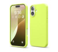 elago Cover Compatibile con iPhone 16 - Custodia in Silicone Liquido Premium, Protettiva Completa, Antiurto, Sottile, Fodera in Microfibra Antigraffio (Neon Giallo)