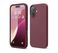 elago Cover Compatibile con iPhone 16 - Custodia in Silicone Liquido Premium, Protettiva Completa, Antiurto, Sottile, Fodera in Microfibra Antigraffio (Bordeaux)