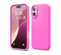 elago Cover Compatibile con iPhone 16 - Custodia in Silicone Liquido Premium, Protettiva Completa, Antiurto, Sottile, Fodera in Microfibra Antigraffio (Rosa Vivo)
