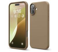 elago Cover Compatibile con iPhone 16 Plus - Custodia in Silicone Liquido Premium, Protettiva Completa, Antiurto, Sottile, Fodera in Microfibra Antigraffio (Marrone)