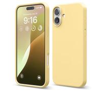 elago Cover Compatibile con iPhone 16 Plus - Custodia in Silicone Liquido Premium, Protettiva Completa, Antiurto, Sottile, Fodera in Microfibra Antigraffio (Giallo)