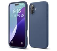 elago Cover Compatibile con iPhone 16 Plus - Custodia in Silicone Liquido Premium, Protettiva Completa, Antiurto, Sottile, Fodera in Microfibra Antigraffio (Blu Scuro)