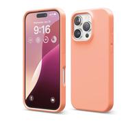 elago Cover Compatibile con iPhone 16 Pro - Custodia in Silicone Liquido Premium, Protettiva Completa, Antiurto, Sottile, Fodera in Microfibra Antigraffio (Salmone)