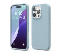 elago Cover Compatibile con iPhone 16 Pro - Custodia in Silicone Liquido Premium, Protettiva Completa, Antiurto, Sottile, Fodera in Microfibra Antigraffio (Azzurro Sierra)