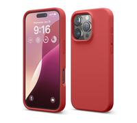 elago Cover Compatibile con iPhone 16 Pro - Custodia in Silicone Liquido Premium, Protettiva Completa, Antiurto, Sottile, Fodera in Microfibra Antigraffio (Rosso)