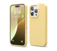 elago Cover Compatibile con iPhone 16 Pro - Custodia in Silicone Liquido Premium, Protettiva Completa, Antiurto, Sottile, Fodera in Microfibra Antigraffio (Giallo)