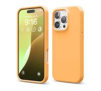 elago Cover Compatibile con iPhone 16 Pro - Custodia in Silicone Liquido Premium, Protettiva Completa, Antiurto, Sottile, Fodera in Microfibra Antigraffio (Arancione)