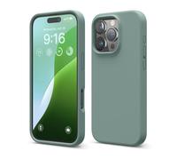 elago Cover Compatibile con iPhone 16 Pro - Custodia in Silicone Liquido Premium, Protettiva Completa, Antiurto, Sottile, Fodera in Microfibra Antigraffio (Notte Verde)