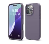 elago Cover Compatibile con iPhone 16 Pro - Custodia in Silicone Liquido Premium, Protettiva Completa, Antiurto, Sottile, Fodera in Microfibra Antigraffio (Lavanda Scuro)