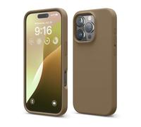 elago Cover Compatibile con iPhone 16 Pro - Custodia in Silicone Liquido Premium, Protettiva Completa, Antiurto, Sottile, Fodera in Microfibra Antigraffio (Marrone)