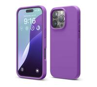 elago Cover Compatibile con iPhone 16 Pro - Custodia in Silicone Liquido Premium, Protettiva Completa, Antiurto, Sottile, Fodera in Microfibra Antigraffio (Viola Neon)