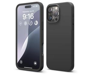 elago Cover Compatibile con iPhone 16 Pro Max, in Silicone Liquido Premium, Protettiva Completa, Antiurto, Sottile, Fodera in Microfibra Antigraffio (Nero)