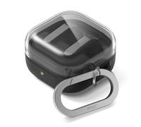 elago Cover Duo con Moschettone per Samsung Galaxy Buds 4/Galaxy Buds 4 Pro, Custodia in Silicone Premium + TPU, Compatibile con Ricarica Wireless, Antiurto (Trasparente/Nero)