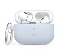 elago Cover in Silicone con Portachiavi per AirPods Pro 2 | Custodia Protettiva, LED Visibile, Supporta la Ricarica Wireless (Azzurro)