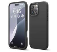 elago Cover in Silicone Liquido per iPhone 16 Pro Max | Silicone Premium, Protezione Completa, Antiurto, Sottile, Fodera in Microfibra Antigraffio (Nero)
