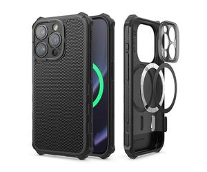 elago Cover Magnetica Armor Compatibile con iPhone 15 Pro, Compatibile con MagSafe, Protezione Avanzata della Fotocamera, Design Antiurto, Protezione full-body, Resistente TPU + PC (Nero)