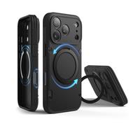 elago Cover Magnetica Armor per iPhone 18 Pro/17 Pro [6,3"] | Compatibile con MagSafe, Supporto ad Anello Girevole a 360°, Struttura Robusta Antiurto, Design Resistente (Nero)