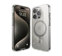 elago Cover Magnetica Ibrida Trasparente per iPhone 15 Pro (6,1") | Compatibile con MagSafe, PC + TPU, Protezione Anticaduta di Livello Militare USA (Grigio Medio)