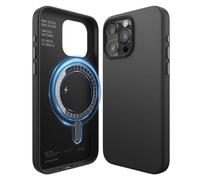 elago Cover Magnetica in Pelle Sintetica Compatibile con iPhone 15 Pro Max Custodia, Compatibile con MagSafe, Pelle Sintetica Premium, Magneti Forti Incorporati [Struttura a 5 Strati] (Nero)