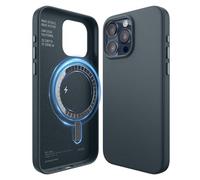 elago Cover Magnetica in Pelle Sintetica Compatibile con iPhone 15 Pro Max Custodia, Compatibile con MagSafe, Pelle Sintetica Premium, Magneti Forti Incorporati [Struttura a 5 Strati] (Jean Indigo)