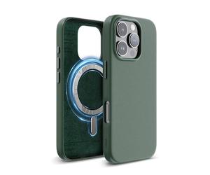 elago Cover Magnetica in Pelle Sintetica Compatibile con iPhone 16 Pro Cover, Compatibile con tutti gli accessori MagSafe, Magneti Integrati, Pelle Sintetica, Resistente all’Acqua (Notte Verde)