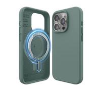 elago Cover Magnetica in Silicone Compatibile con iPhone 15 Pro Custodia, Compatibile con Accessori MagSafe, Magneti Integrati, Silicone Premium, Protezione [Struttura a 5 Strati] (Verde Notte)