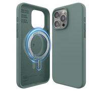 elago Cover Magnetica in Silicone Compatibile con iPhone 15 Pro Max Custodia, Compatibile con Accessori MagSafe, Magneti Integrati, Silicone Premium, Protezione [Struttura a 5 Strati] (Verde Notte)