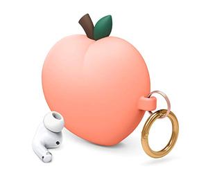 elago Cover Pesca Peach 3D per AirPods Pro | Design 3D Carino, Custodia Protettiva con Moschettone (Pesca)