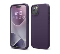 elago Cover Silicone Liquido Compatibile con iPhone 15 Case, Custodia Silicone Premium, Protezione Completa [Struttura Antiurto a 4 Strati], Fodera in Morbida Microfibra Antigraffio (Viola Scuro)