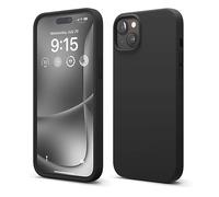 elago Cover Silicone Liquido Compatibile con iPhone 15 Plus Case, Custodia Silicone Premium, Protezione Completa [Struttura Antiurto a 4 Strati], Fodera in Morbida Microfibra Antigraffio (Nero)