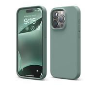elago Cover Silicone Liquido Compatibile con iPhone 15 Pro Case, Custodia Silicone Premium, Protezione Completa [Struttura Antiurto a 4 Strati], Fodera in Morbida Microfibra Antigraffio (Verde Notte)