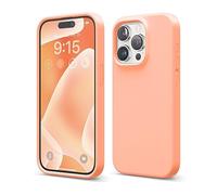 elago Cover Silicone Liquido Compatibile con iPhone 15 Pro Case, Custodia Silicone Premium, Protezione Completa [Struttura Antiurto a 4 Strati], Fodera in Morbida Microfibra Antigraffio (Salmone)