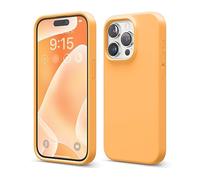 elago Cover Silicone Liquido Compatibile con iPhone 15 Pro Case, Custodia Silicone Premium, Protezione Completa [Struttura Antiurto a 4 Strati], Fodera in Morbida Microfibra Antigraffio (Arancione)