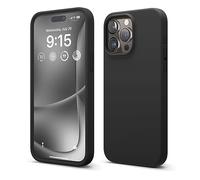 elago Cover Silicone Liquido Compatibile con iPhone 15 Pro Max Case, Custodia Silicone Premium, Protezione Completa [Struttura Antiurto a 4 Strati], Fodera Morbida Microfibra Antigraffio (Nero)