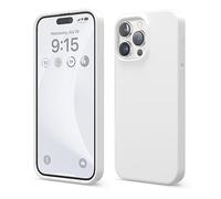 elago Cover Silicone Liquido Compatibile con iPhone 15 Pro Max Case, Custodia Silicone Premium, Protezione Completa [Struttura Antiurto a 4 Strati], Fodera in Morbida Microfibra Antigraffio (Bianco)