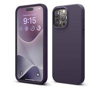 elago Cover Silicone Liquido Compatibile con iPhone 15 Pro Max Case, Custodia Silicone Premium, Protezione Completa [Struttura Antiurto a 4 Strati], Fodera Morbida Microfibra Antigraffio (Viola Scuro)