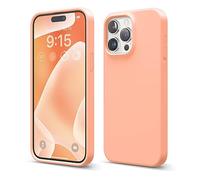 elago Cover Silicone Liquido Compatibile con iPhone 15 Pro Max Case, Custodia Silicone Premium, Protezione Completa [Struttura Antiurto a 4 Strati], Fodera in Morbida Microfibra Antigraffio (Salmone)