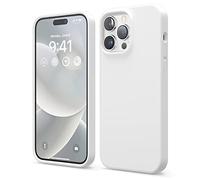 elago Custodia compatibile con iPhone 14 Pro Max, custodia in silicone liquido, custodia protettiva integrale, antiurto, sottile, antigraffio, rivestimento in morbida microfibra, 6,7 pollici (bianco)