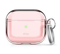elago Custodia Trasparente con Portachiavi Compatibile con AirPods 3 Cover, Nastro in Gel Incluso, Ingiallimento Ridotto, Protezione Trasparente, Supporta la Ricarica Wireless (Lovely Rosa)