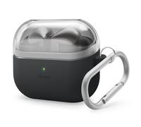 elago Custodia Duo Compatibile con Samsung Galaxy Buds 3 & Buds 3 Pro & Buds FE 3, con Moschettone, Cover in TPU + Silicone Premium, Ricarica Wireless (Nero + Trasparente)