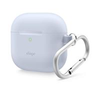elago Custodia in Silicone Compatibile con la Custodia AirPods di 4 - Moschettone Incluso, Supporta la Ricarica Wireless, Protezione Completa (Azzurro Chiaro)