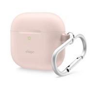 elago Custodia in Silicone Compatibile con la Custodia AirPods di 4 - Moschettone Incluso, Supporta la Ricarica Wireless, Protezione Completa (Rosa Sabbia)