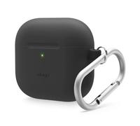 elago Custodia in Silicone Compatibile con la Custodia AirPods di 4 - Moschettone Incluso, Supporta la Ricarica Wireless, Protezione Completa (Nero)