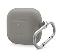 elago Custodia in Silicone Compatibile con la Custodia AirPods di 4 - Moschettone Incluso, Supporta la Ricarica Wireless, Protezione Completa (Grigio Medio)