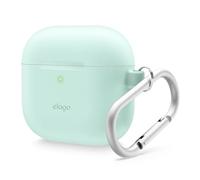 elago Custodia in Silicone Compatibile con la Custodia AirPods di 4 - Moschettone Incluso, Supporta la Ricarica Wireless, Protezione Completa (Menta)