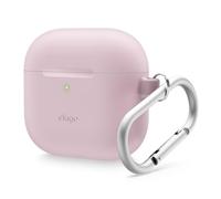 elago Custodia in Silicone Compatibile con la Custodia AirPods di 4 - Moschettone Incluso, Supporta la Ricarica Wireless, Protezione Completa (Lavanda)
