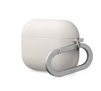 elago Custodia Liquid Hybrid Compatibile con AirPods Pro 3, con Moschettone, Ricarica Wireless, Antiurto, LED Frontale Visibile, Protezione a Triplo Strato (Pietra)