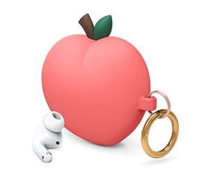 elago Custodia Pesca Peach Cover Compatibile con AirPods Pro - Design 3D Carino Case Cover con Moschettone [Rosso]