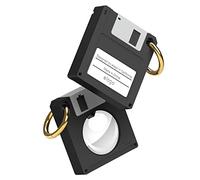elago Custodia Retro Floppy Disk Compatibile con Apple Airtag Cover Case - Portachiavi Di Protezione Contro Le Cadute, Moschettone Incluso, Dispositivo Di Tracciamento Non Incluso (Nero)